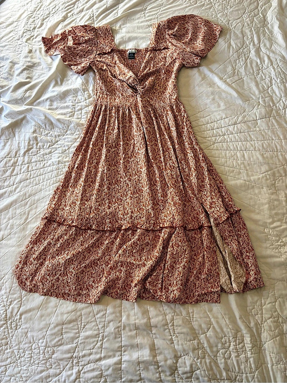 Floral Midi Dress in Burnt Orange-Like New